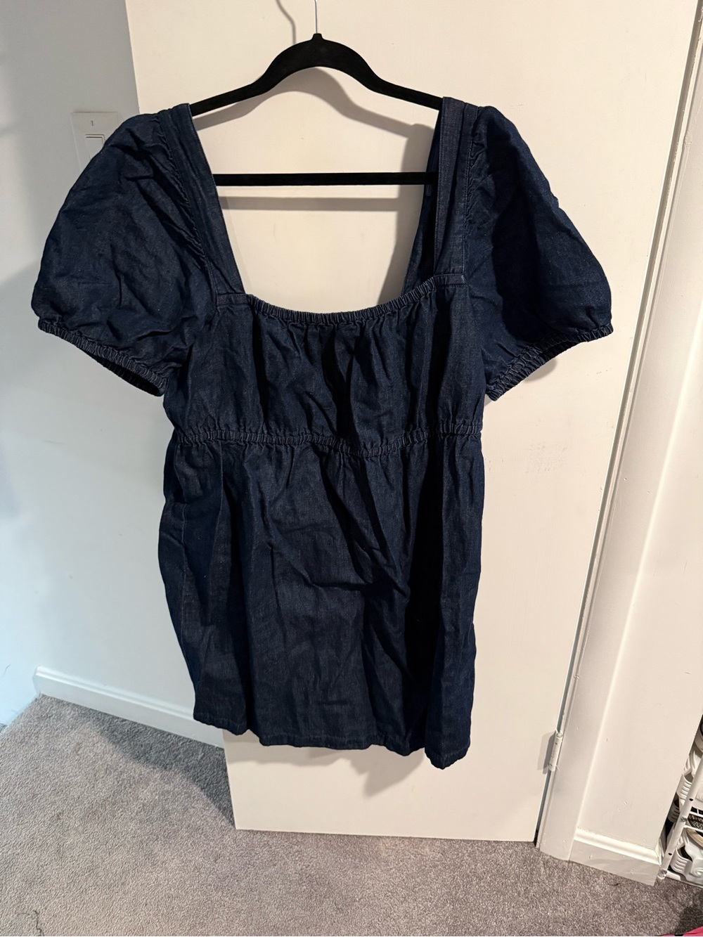 BNWT Size 18 jcrew Blue Denim Puff-Sleeve dress